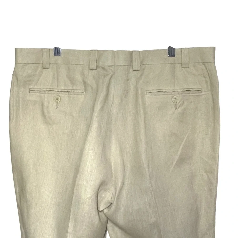 Calvin‎ Klein Mens 100% Linen Dress Pants Beige Trousers 36 x 30 Coastal Luxury